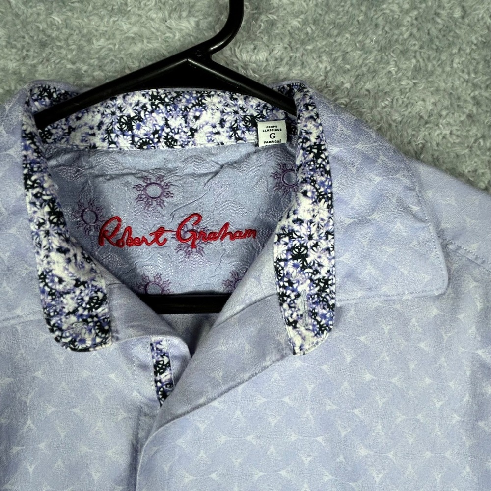 Robert Graham Mens Large Button Up Shirt Patterned Long Sleeve Casual flip cuff - Picture 2 of 11